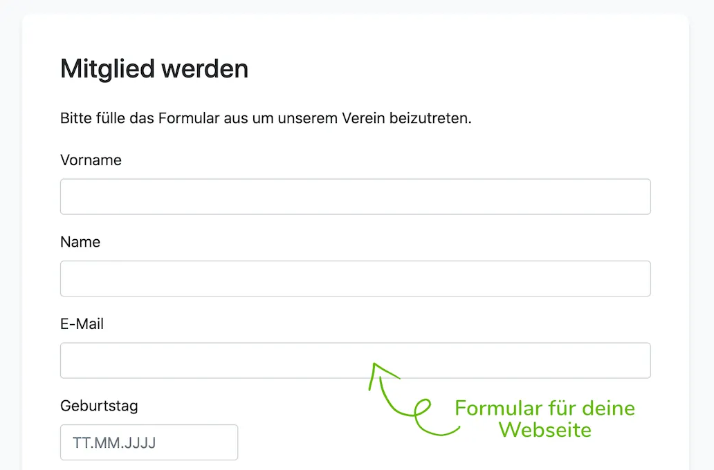 Anmeldeformular für Neumitglieder